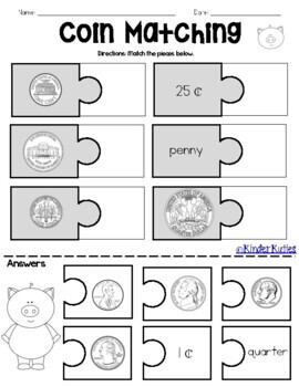 coins money 10 worksheet set for k 2 by kinderkuties tpt