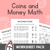 Coins and Money Math – K, 1st, 2nd Grade U.S. Coins Worksheets