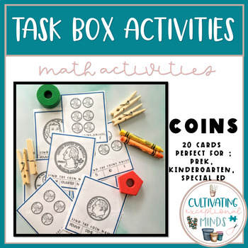 Preview of Coins special education math Task Boxes for special education math special ed
