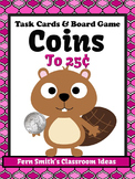 Money Task Cards and Board Game for Coins to 25 Cents Reco