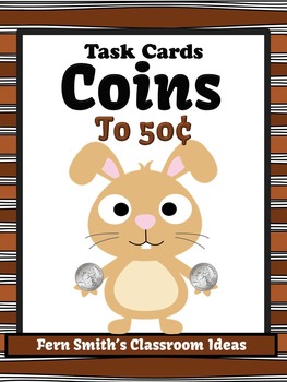 Preview of Money Task Cards for Coins to 50 Cents Recording Sheets Included