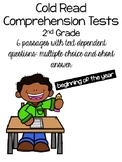 Cold Read Comprehension Tests 2nd Grade | Distance Learning