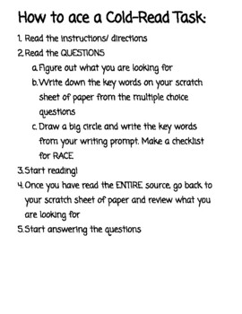 Preview of Cold Read Task Student Instructions
