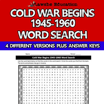 Preview of Cold War Begins Introduction 1945-1960 Word Search Activity US History