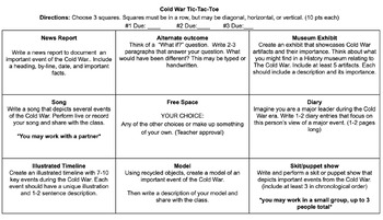 Preview of Cold War Choice Board & Rubric