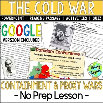 Preview of Cold War Containment & Proxy Wars Lesson - Vietnam War - Korean War - Activity