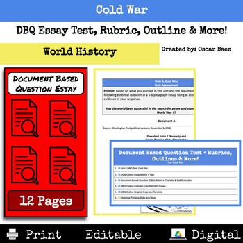 Preview of Cold War: Document Based Question (DQB) Essay Test, Rubrics, Outline & More!