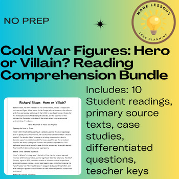 Preview of Cold War: Heroes or Villains? 10 Cold War Reading Comprehension Worksheet Bundle