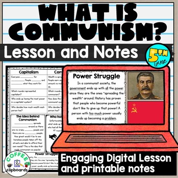 Preview of Cold War: What is Communism? Digital Lesson and Notes with Simulation Activity