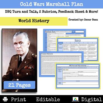 Preview of Cold War: Marshall Plan Primary Source DBQ Turn & Talk Activity + More!