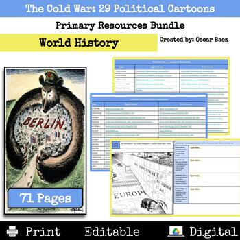 Preview of Cold War: Political Cartoons Primary Resources Bundle Digital, Print, Editable