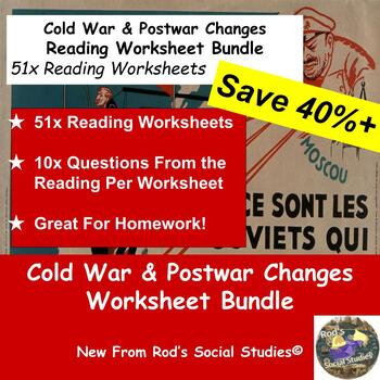 Preview of Cold War & Postwar Changes Chapter Reading Worksheet Bundle **Editable**