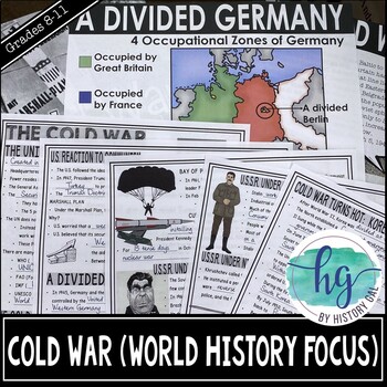 Preview of Cold War PowerPoint and Guided Notes Lesson for World History