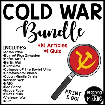 Preview of Cold War Reading Comprehension Worksheets Bundle United States History