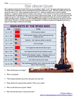 Cold War Space Race Info Worksheet by Students of History | TpT