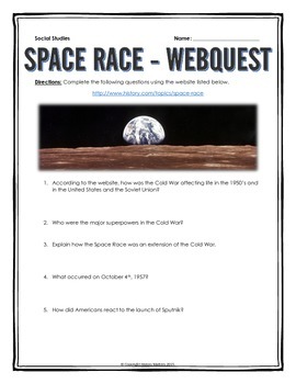 Preview of Cold War - Space Race - Webquest with Key