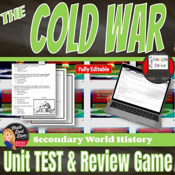 Preview of COLD WAR TEST & Review Games - World History - Print & Digital- EDITABLE