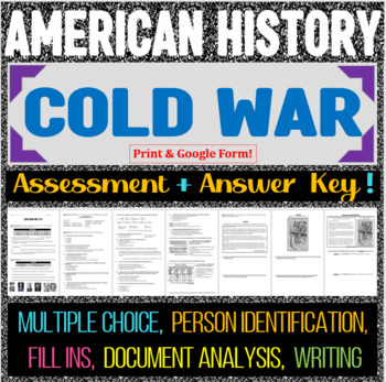 Preview of Cold War Test and Answer Key - Print and Google Forms Versions Included
