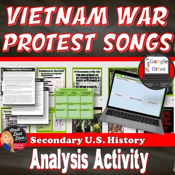 Preview of VIETNAM  WAR PROTEST Song Analysis Activity - Cold War - Print & Digital