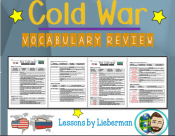 Preview of Cold War Vocabulary Review Sheet and Answer Key