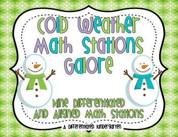 Preview of Kindergarten Math Centers - Winter Cold Themed Printables, Games and Activities