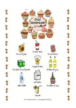 Preview of Cold beverages Mini Pictionary (ESL)  FREEBIE