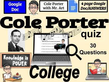 Preview of Cole Porter quiz - college - 30 True/False Questions with Answers