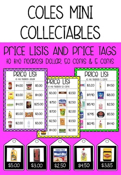 Preview of Coles Mini Collectables Price Lists and Price Tags