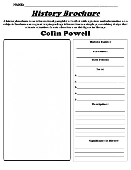 Preview of Colin Powell "History Brochure" Worksheet & WebQuest