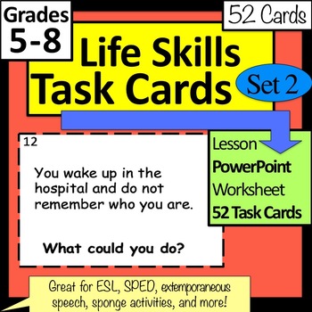 Preview of Life Skills Task Cards with Lesson Set 2