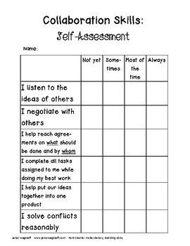 Collaboration Rubrics For Self Assessment And Group Assessment 4th And Up