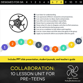 Preview of Collaboration and Communication: 10 lessons with PPT and student journals