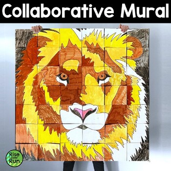 Preview of Collaborative Art Mural of Lion Mascot for Coloring