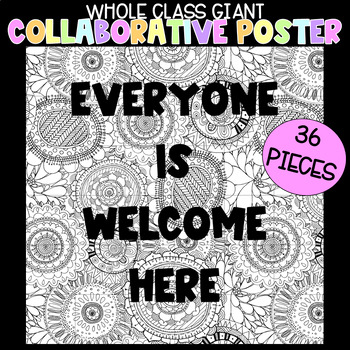 Preview of Collaborative Art Poster | Everyone is Welcome | All are Welcome | Class Decor