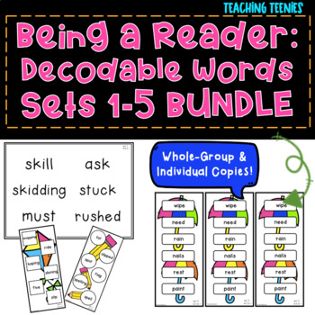 Preview of Collaborative Classroom - Being a Reader: Decodable Words Bundle Sets 1-5