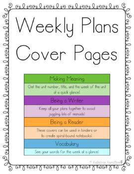 Preview of Collaborative Classroom Weekly Plans Covers - 1st Grade
