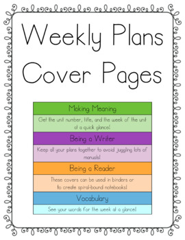 Preview of Collaborative Classroom Weekly Plans Covers - 2nd Grade