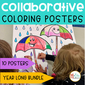 Preview of Collaborative Poster Coloring Activity Holiday Bundle │Door Decoration Bulletin