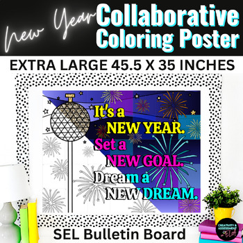 Preview of Collaborative Coloring Poster New Year 2024 Goal Setting Community SEL Activity