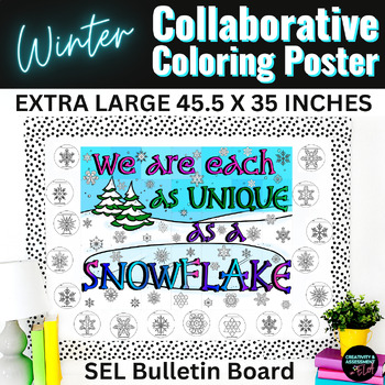 Preview of Snowflake Winter Christmas Holiday SEL Activity | Collaborative Coloring Poster