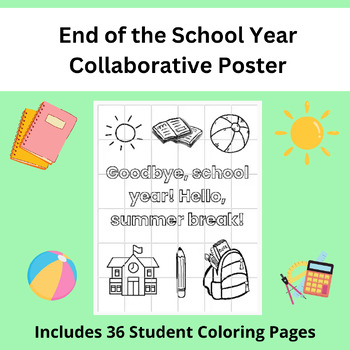 Preview of Collaborative Coloring Poster | Summer End of Year