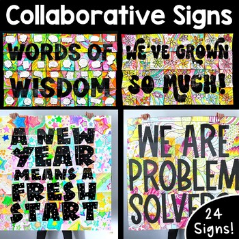 Preview of Collaborative Coloring Posters Bundle with Motivational & Encouraging Phrases