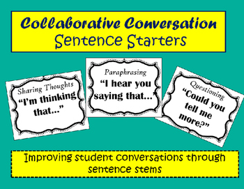 Preview of Collaborative Conversation Sentence Starter Posters