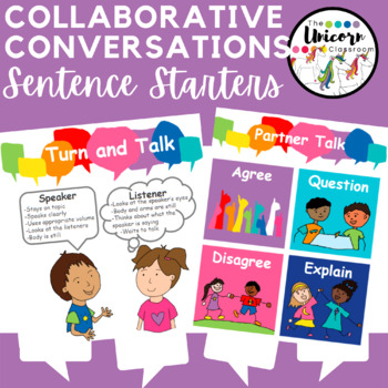 Preview of Collaborative Conversation Turn and Talk Partner Sentence Starters and Rules