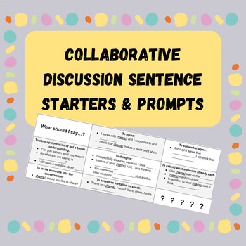 Preview of Collaborative Discussion Sentence Starters and Prompts