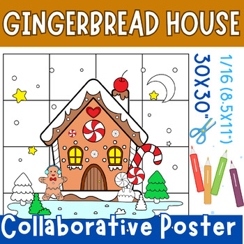 Preview of Collaborative Gingerbread House Poster: Winter Bulletin Board Craft Activities