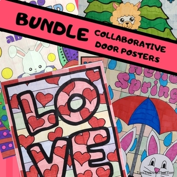 Preview of Collaborative Group Poster BUNDLE - Holiday Door Decoration Bulletin Board