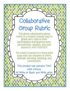Preview of Collaborative Group Rubric for Participation and Collaboration