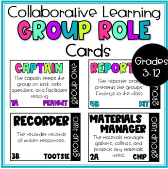 Preview of Collaborative Learning Group Role Cards- EDITABLE