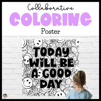Preview of Collaborative Motivational Poster | Social Emotional Learning Coloring Worksheet